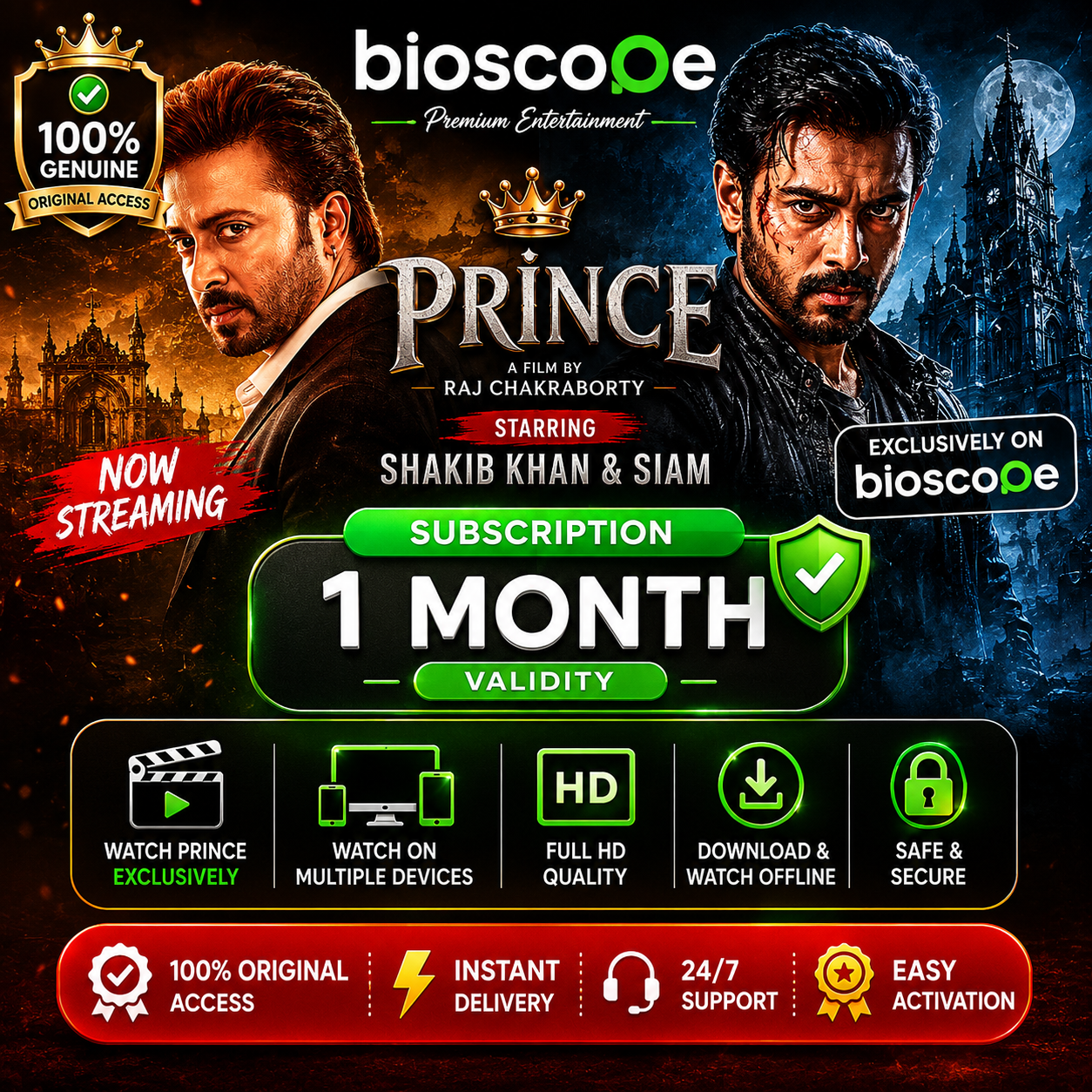 Prince Movie + Rakkhosh Movie + Bioscope 1 Month Subscription best Price in Bangladesh